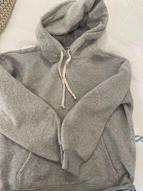 J. Crew Gray Hoodie with Cream Drawstrings